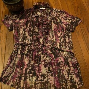 New York & Company purple ruffled blouse